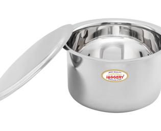 JAGGERY Brand- Stainless Steel Round Bottom Heavy Gauge Patila/Bhagona/Tapeli/Tope 1 LTR to 3 LTR (Pack of 5) 1.1 LTR, 1.4 LTR, 1.8 LTR, 2.4 LTR, 3 LTR