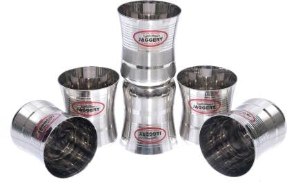 JAGGERY Small Stainless Steel Drinking Glasses Set of 6 Tumbler for Tea/Water/Juice Glass (180 ml)