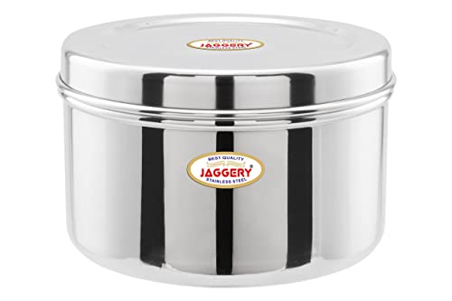 JAGGERY Heavy Gauge Stainless Steel Betha Dabba, Container for Laddu, Idli, chips, Multipurpose Dibba, Pack of 1 Pcs