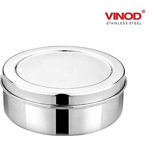 Vinod Stainless Steel Container for Puri, Parantha and Medium Size Papad (Capacity - 1850ml, Dia- 20 cm, Height- 7.5 cm)
