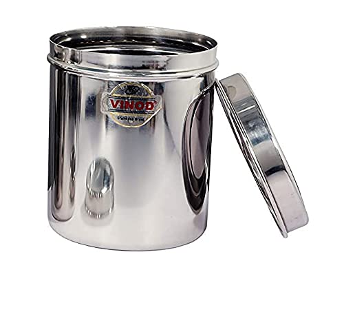Vinod Stainless Steel Tall Container / Container with Lid, Deep Dabba, Silver