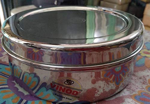 Vinod Stainless Steel Container for Puri, Parantha and Medium Size Papad (Dia 6.7 Inch_17 cm, Height 2.5 Inch_6.5 cm)