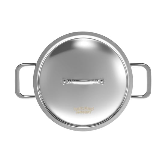 JAGGERY Triply Stainless Steel 3 litres Kadai with Stainless Steel Lid, 26 cm Kadhai with Lid, 3 Layer Stainless Steel Cookware, Induction Bottom and Gas Stove Ready