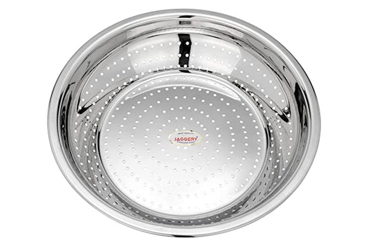 JAGGERY Stainless Steel Multipurpose Heavy Gauge Hole Parat, Rice Strainer,Chalni (