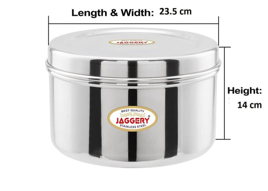 JAGGERY Brand Heavy Gauge Stainless Steel Container/Storage Box/Deep Betha Dabba/Grocery Canister/Multipurpose Dibba (Capacity- 4300Ml, Pack Of 1Pc) For Laddu/Papad/Chips/Idli, Silver