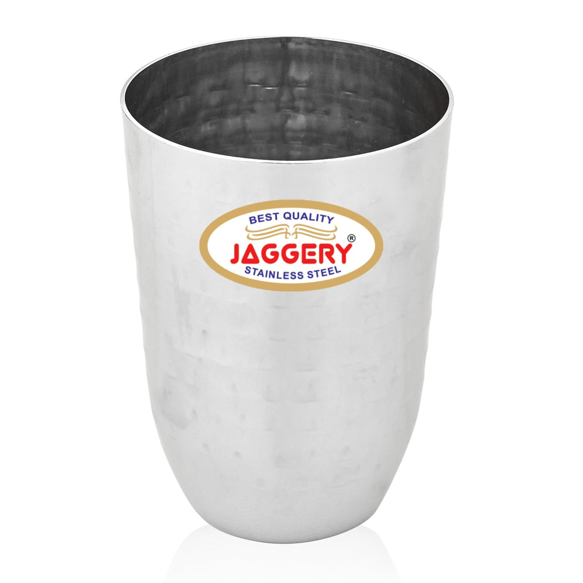 JAGGERY Stainless Steel Hammered Premium Glass for Drinking - 6pcs Glasses (300 Ml)