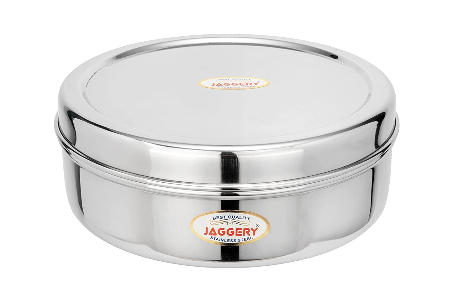JAGGERY Stainless Steel Container Useful as Tiffin or Lunch Pack/Fridge Storage Box/Steel Puri Dabba-Set of 2pcs(Dia-17cm,19cm) Capacity-950, 1250ml
