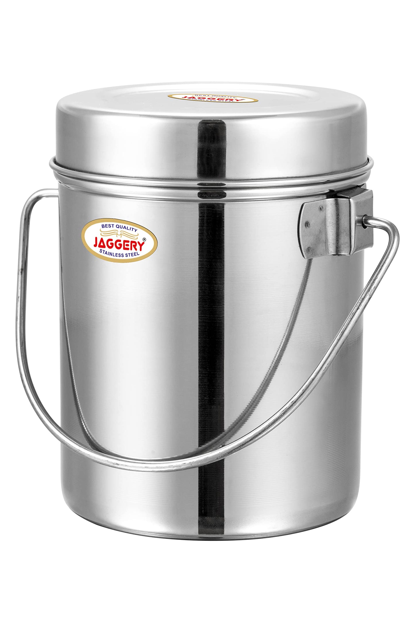 JAGGERY Stainless Steel Milk Pot, Container With Handle, Ghee Can, Oil Dabba (Capacity-3 Liter)