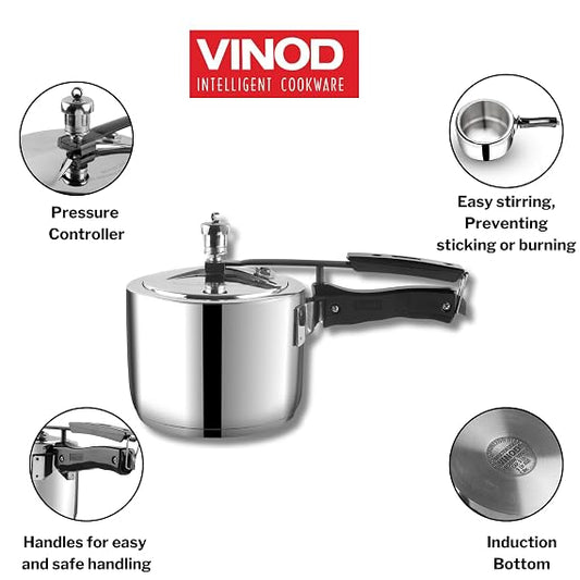 Vinod Stainless Steel Inner Lid Pressure Cooker Induction and Gas Base