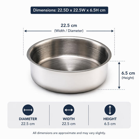 JAGGERY Triply Stainless Steel Shallow Tope | Induction & Gas Compatible Patila | Fry Pan | Heavy Duty Stainless Steel Cookware
