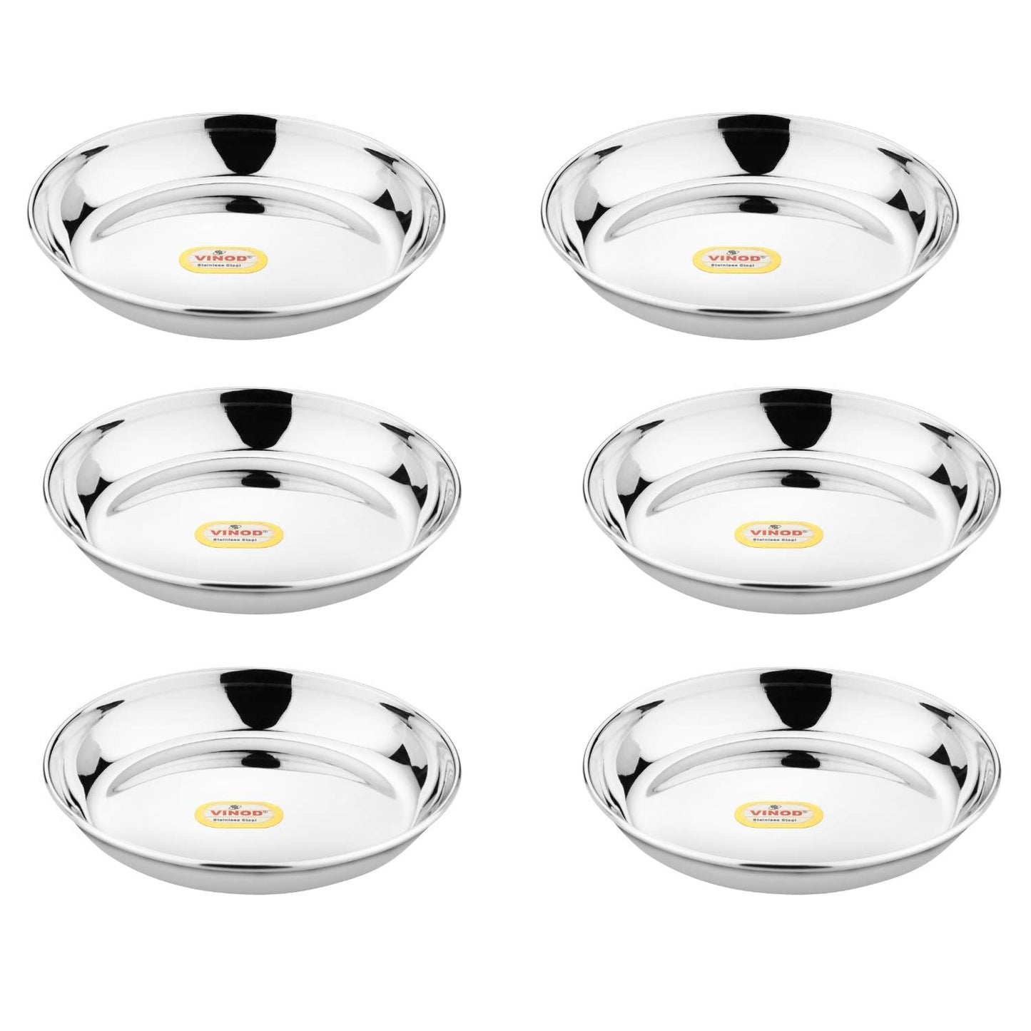 Vinod Stainless Steel Round Beeding Halwa Plate, Set of 6 Pcs