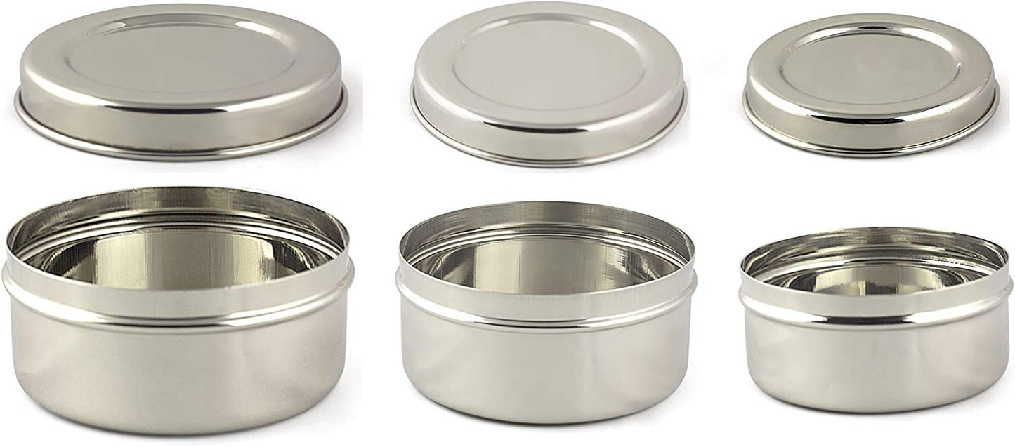 Vinod Stainless Steel Puri Dabba, Storage Containers - Pack of 3 (Diameter: 13Cm, 11Cm, 10Cm), Silver