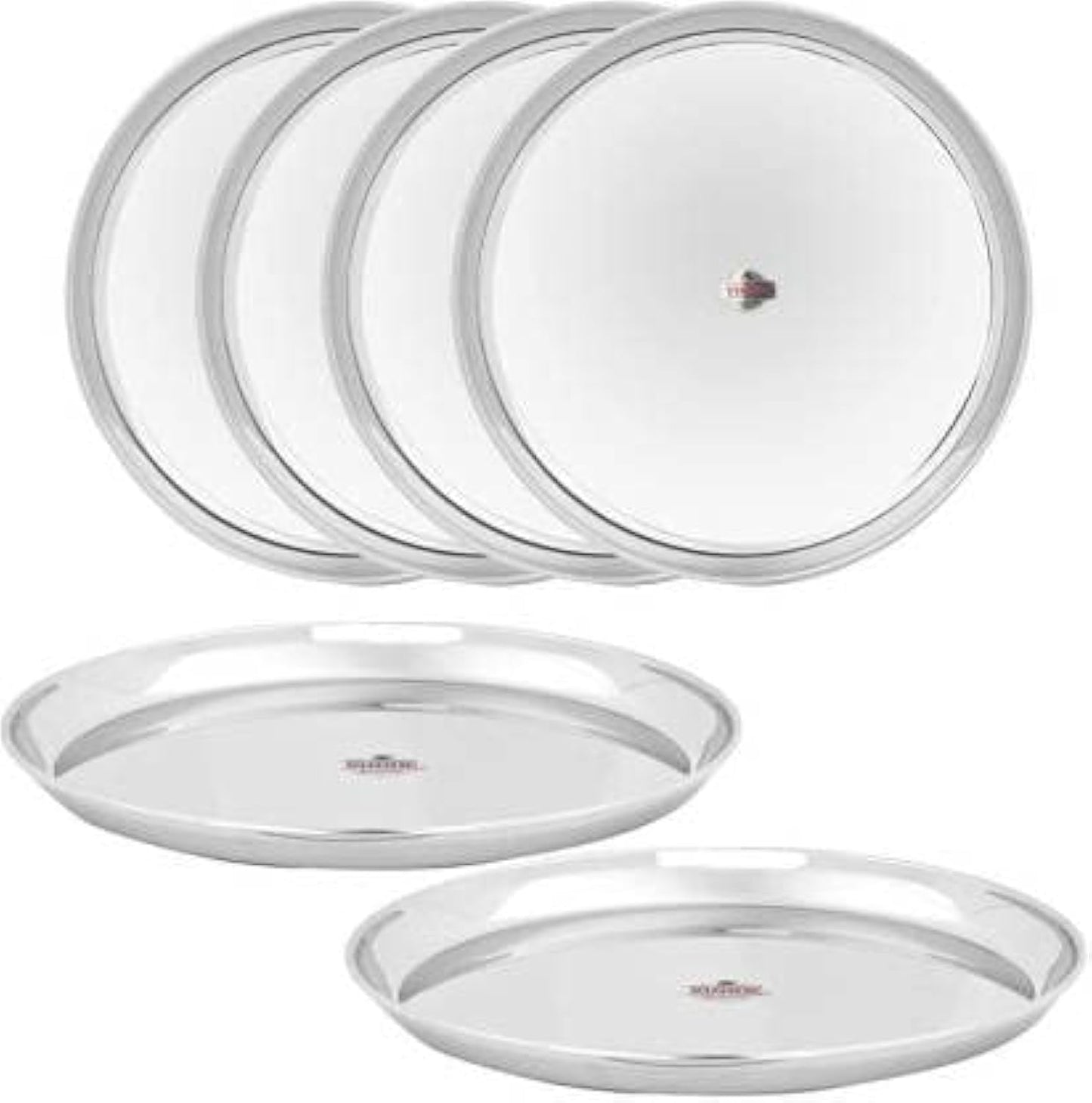Vinod Stainless Steel Rajbhog Plate, Dinner Plate (Dia-30 cm, Pack of 6)