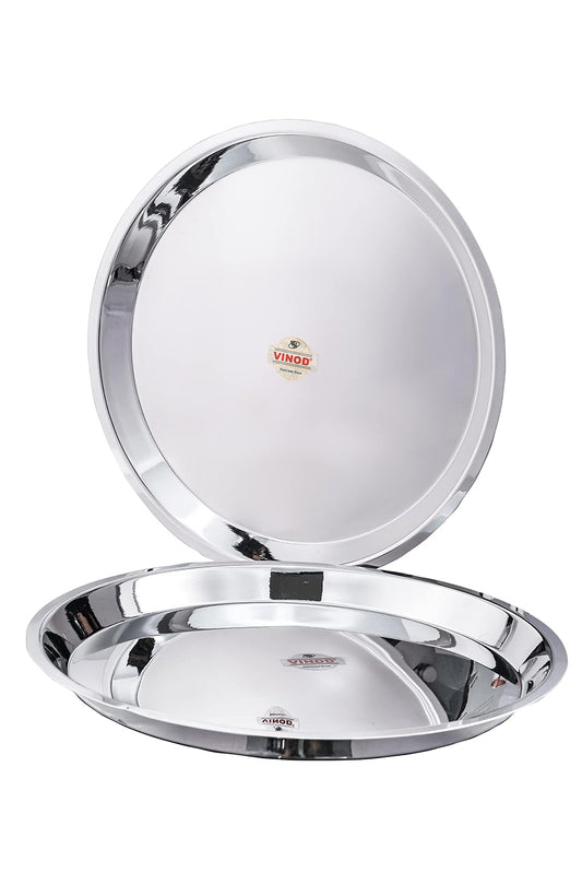 Vinod Stainless Steel Thali , Dinner Plate ( TAT) 2 pcs