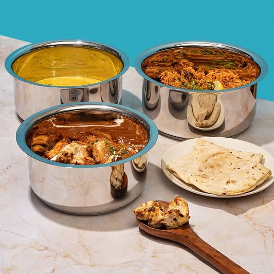 Vinod Stainless Steel Capsule Bottom Tope Set of 3 Pieces - 2.7L, 3.4L & 4L