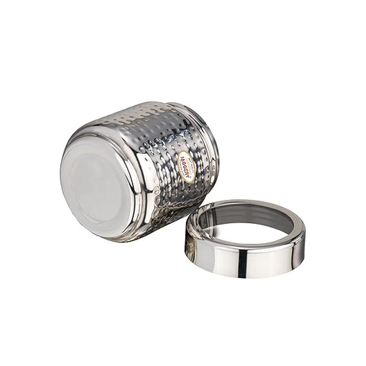 JAGGERY Stainless Steel Kitchen Storage Containers with Hammered Design, Airtight Lids (400ml,Set of 4)