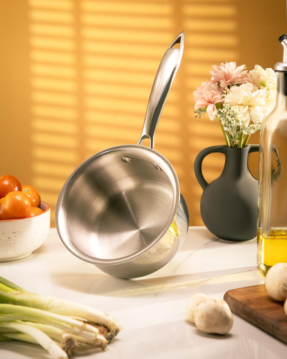 JAGGERY Stainless Steel Triply Sauce Pan | Tea and Milk Pan | Heavy Gauge Cookware | Induction and Gas Stove Compatible | Heat Resistant Handle