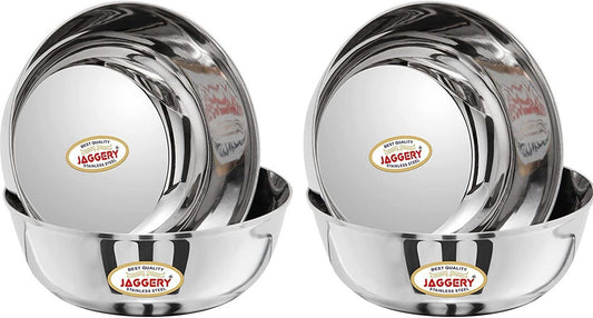 JAGGERY Stainless Steel 1170ml Katora/Big Bowl Set Donga (20cm Diameter)