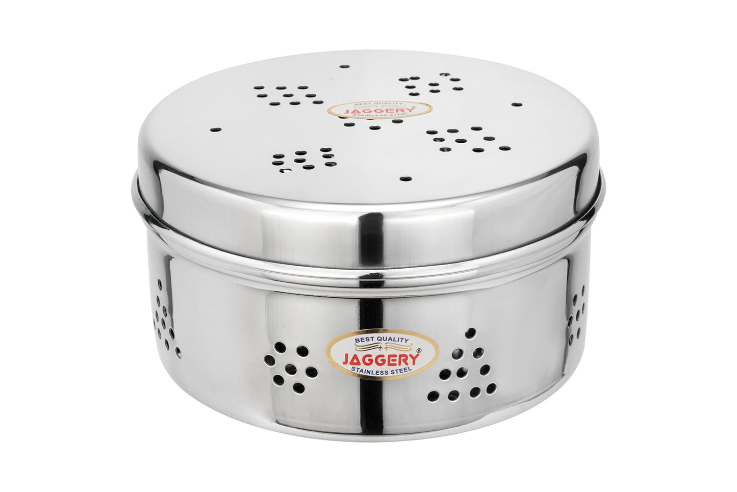 JAGGERY Stainless Steel Hole Puri Dabba/Sprout Canister with Air Ventilation Coriander Box/Dhaniya Dibba/Steel Storage Dabba, Capacity -800ml, Pack of 1pcs