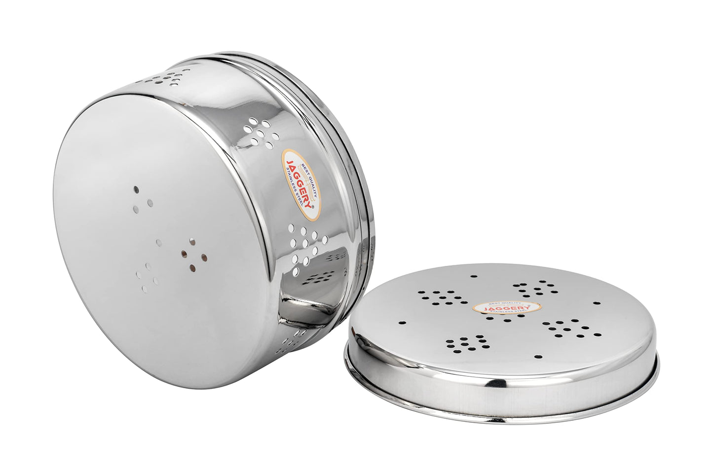 JAGGERY Stainless Steel Hole Puri Dabba/Sprout Canister with Air Ventilation Coriander Box/Dhaniya Dibba/Steel Storage Dabba, Capacity -800ml, Pack of 1pcs