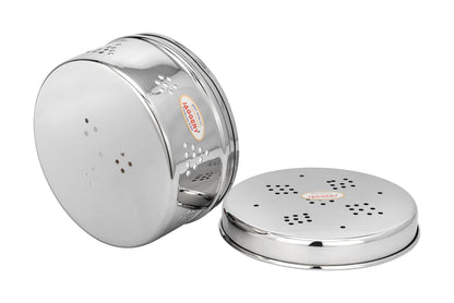 JAGGERY Stainless Steel Hole Puri Dabba/Sprout Canister with Air Ventilation Coriander Box/Dhaniya Dibba/Steel Storage Dabba, Capacity -800ml, Pack of 1pcs