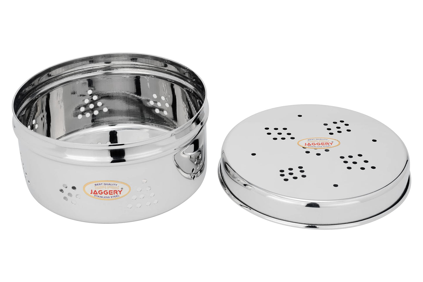 JAGGERY Stainless Steel Hole Puri Dabba/Sprout Canister with Air Ventilation Coriander Box/Dhaniya Dibba/Steel Storage Dabba, Capacity -800ml, Pack of 1pcs