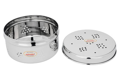 JAGGERY Stainless Steel Hole Puri Dabba/Sprout Canister with Air Ventilation Coriander Box/Dhaniya Dibba/Steel Storage Dabba, Capacity -800ml, Pack of 1pcs