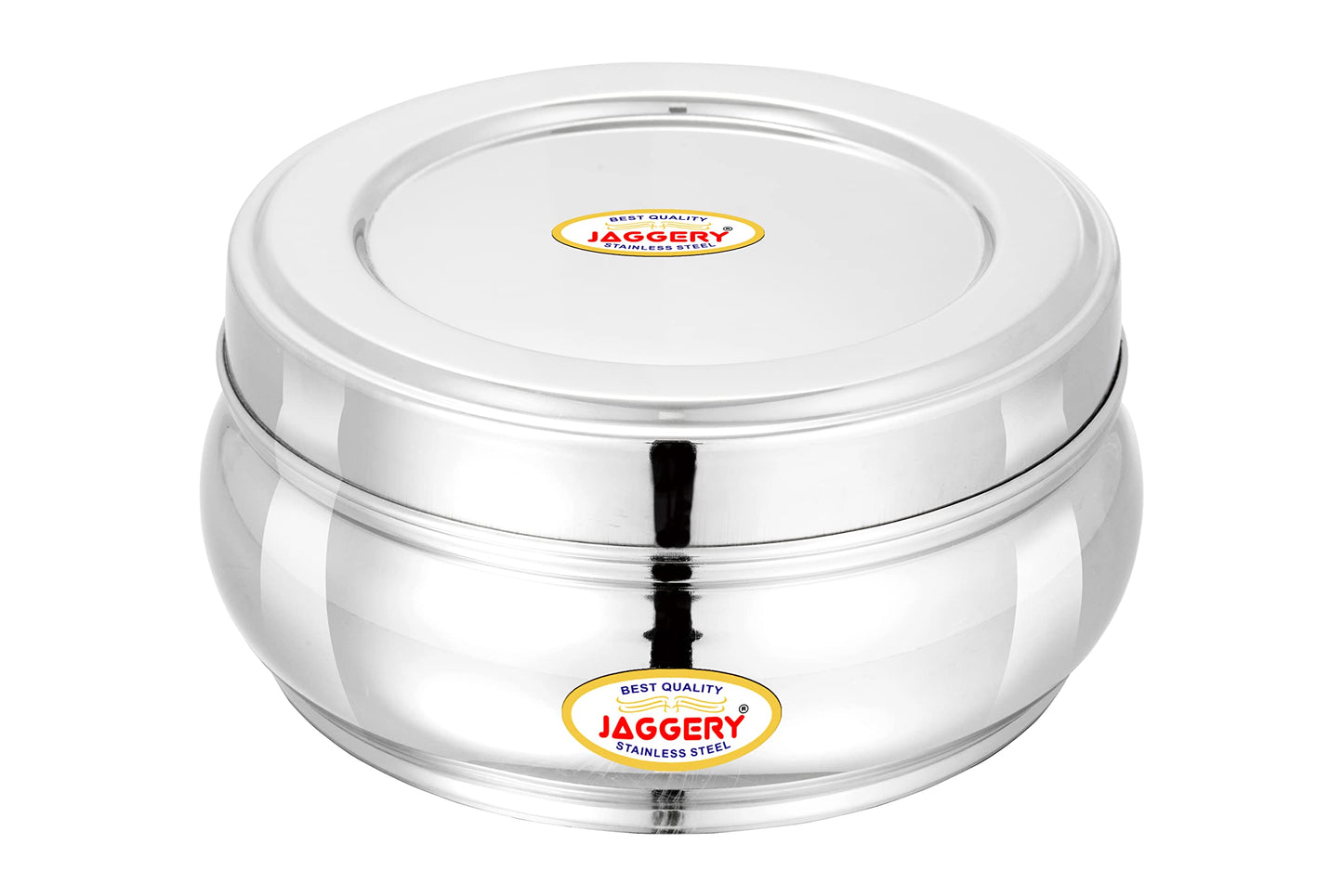 JAGGERY Stainless Steel Belly Shape Puri Dabba, Fridge Storage Round Conatiner, Set of 4pcs (Capacity-300ml, 410ml, 650ml and 900ml) (Dia-10cm, 11cm,13cm and 14.5cm)
