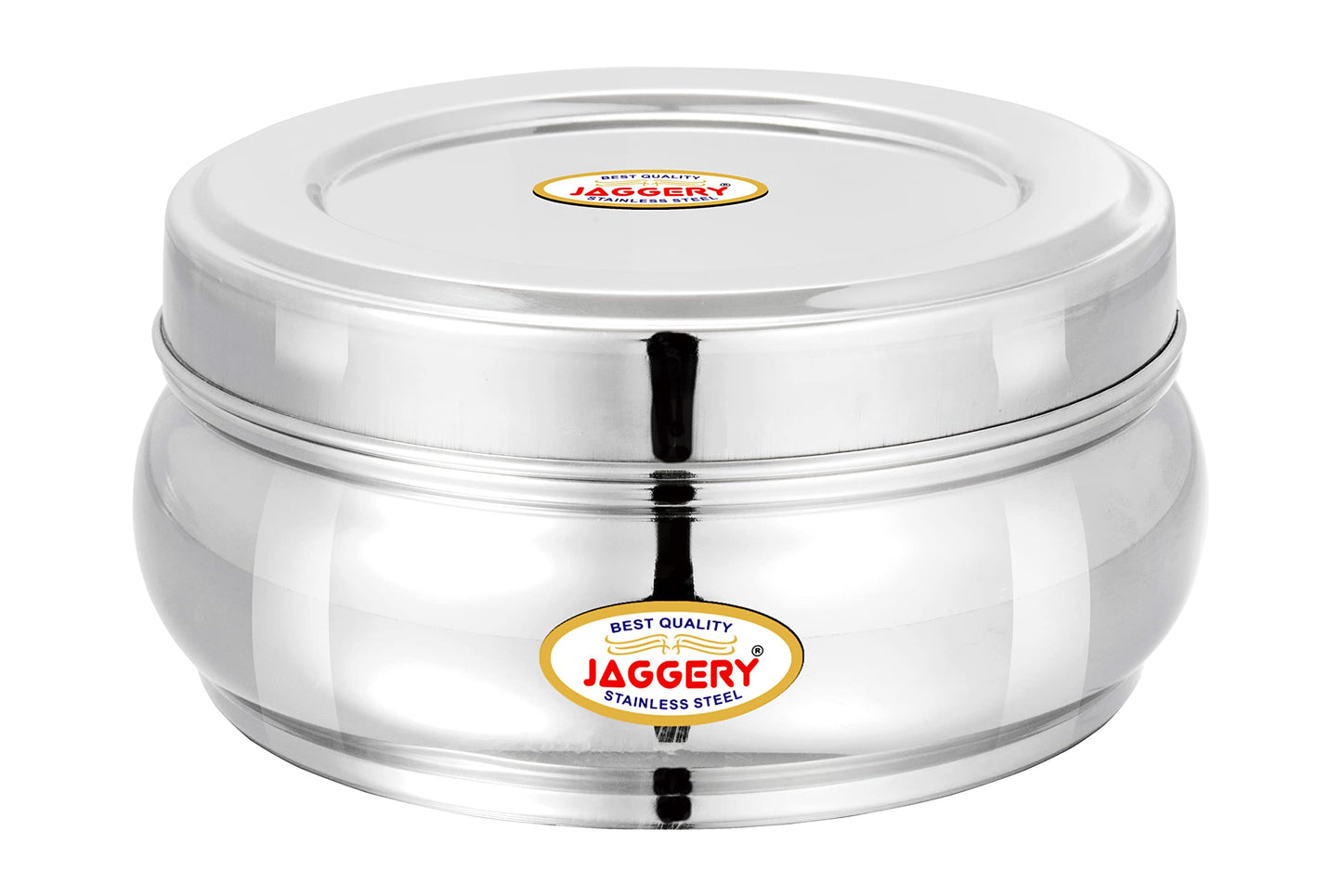 JAGGERY Stainless Steel Belly Shape Puri Dabba, Fridge Storage Round Conatiner, Set of 4pcs (Capacity-300ml, 410ml, 650ml and 900ml) (Dia-10cm, 11cm,13cm and 14.5cm)