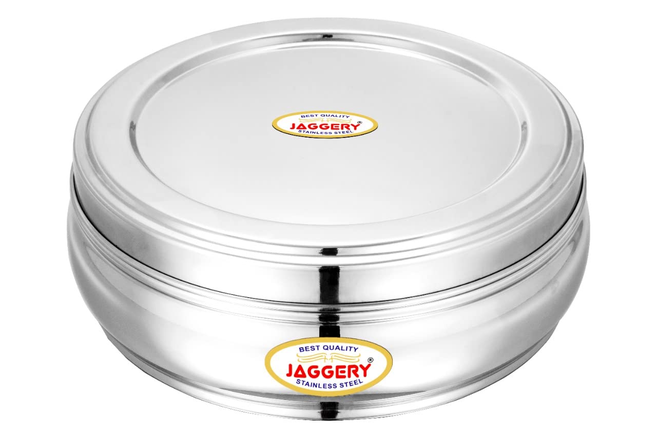 JAGGERY Stainless Steel Belly Shape Puri Dabba, Fridge Storage Round Conatiner, Set of 3pcs (Capacity- 1150ml, 1350ml, and 1900ml) (Dia- 17cm, 18.5cm and 21cm)