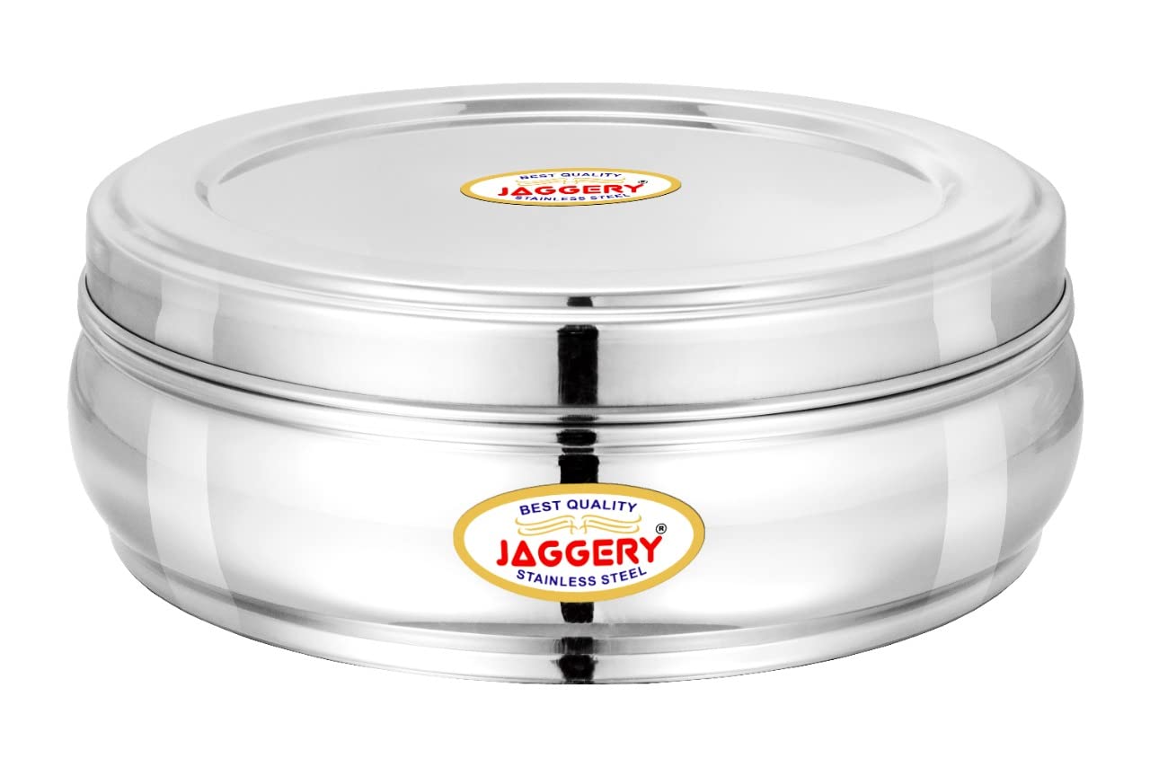 JAGGERY Stainless Steel Belly Shape Puri Dabba, Fridge Storage Round Conatiner, Set of 3pcs (Capacity- 1150ml, 1350ml, and 1900ml) (Dia- 17cm, 18.5cm and 21cm)