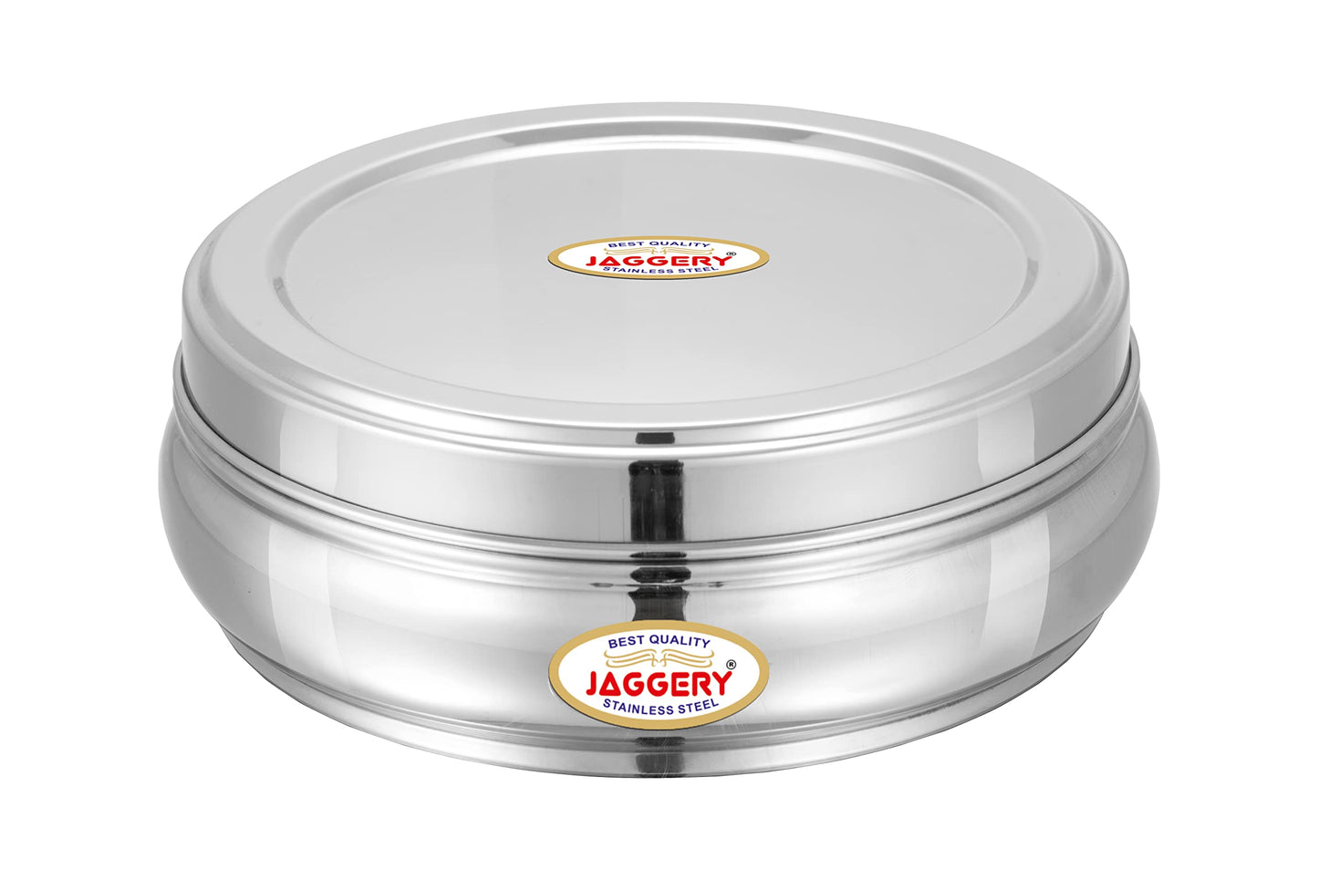 JAGGERY Stainless Steel Belly Shape Puri Dabba, Fridge Storage Round Conatiner, Pack of 1pcs (Capacity- 1150ml) (Dia- 17cm, H-7cm)