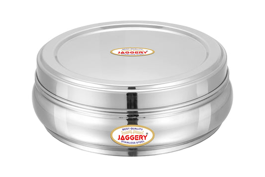 JAGGERY Stainless Steel Belly Shape Puri Dabba, Fridge Storage Round Conatiner, Pack of 1pcs (Capacity- 1150ml) (Dia- 17cm, H-7cm)