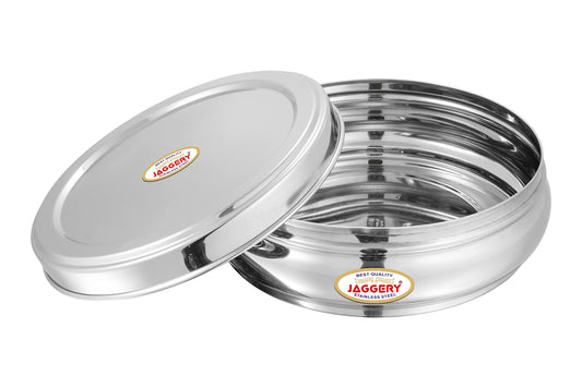 JAGGERY Stainless Steel Belly Shape Puri Dabba, Fridge Storage Round Conatiner