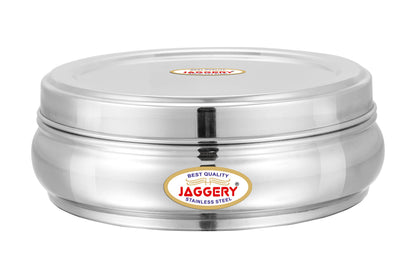 JAGGERY Stainless Steel Belly Shape Puri Dabba, Fridge Storage Round Conatiner