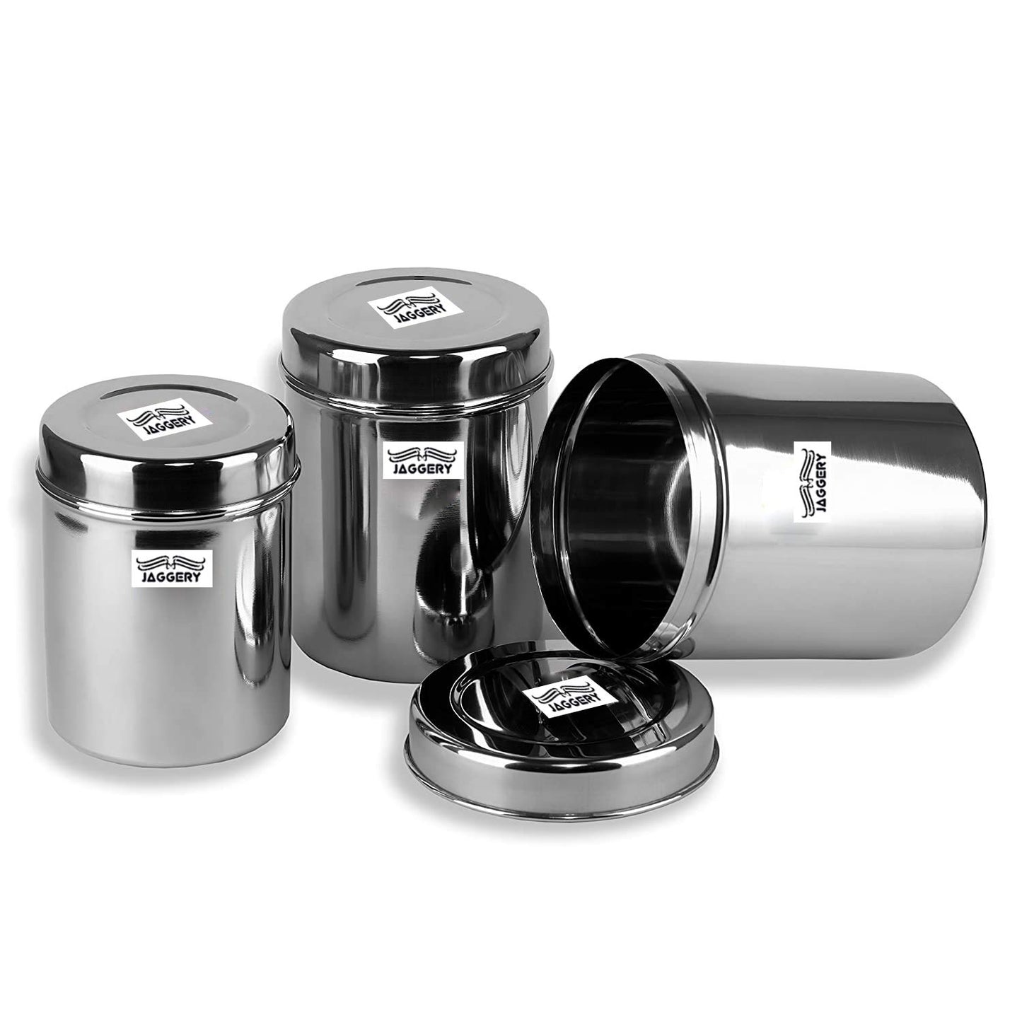 JAGGERY® Stainless Steel Vertical Canisters, Storage Containers Set of 3Pcs (250ml,350ml,450ml)