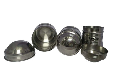 JAGGERY® - Stainless Steel Tea Sugar Coffee Containers Multipurpose Canisters Storage Jar - 3 pcs set (350ml, 500ml, 750ml)