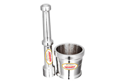 JAGGERY Stainless Steel Heavy Mortar Pestle Set Khal Batta Okhli Masher Kharad Crusher Imam Dasta (Capacity - 150 ml)