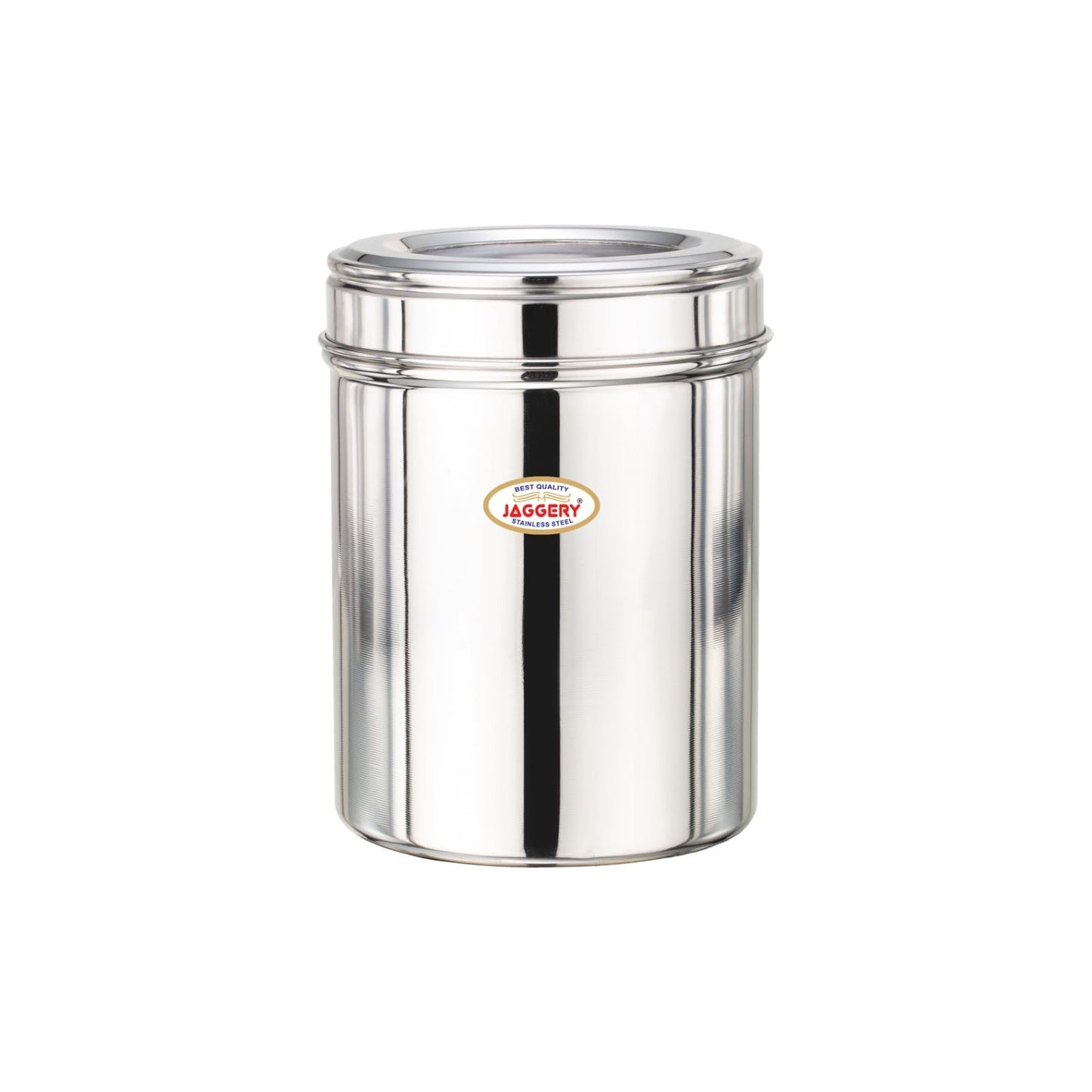 JAGGERY Stainless Steel Kitchen Container with Transparent Lid | Top See Through Kitchen Container Set Multipurpose Container for Kitchen Storage, (6, Top See Through, Round, 1.00, litres)