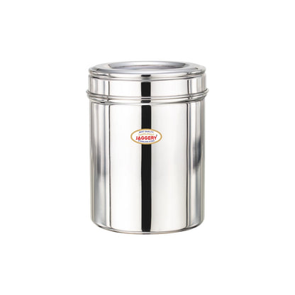 JAGGERY Stainless Steel Kitchen Container with Transparent Lid | Top See Through Kitchen Container Set Multipurpose Container for Kitchen Storage, (6, Top See Through, Round, 1.00, litres)