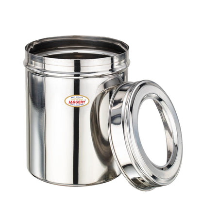 JAGGERY Stainless Steel Kitchen Container with Transparent Lid | Top See Through Kitchen Container Set Multipurpose Container for Kitchen Storage, (6, Top See Through, Round, 1.00, litres)