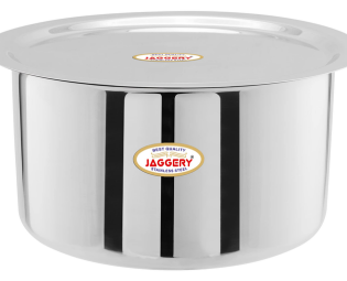 JAGGERY Stainless Steel Round Bottom Heavy Gauge Patila/Bhagona/Tapeli/Tope with Lid 3.5 LTR, 4.5 LTR, (Pack of 2)