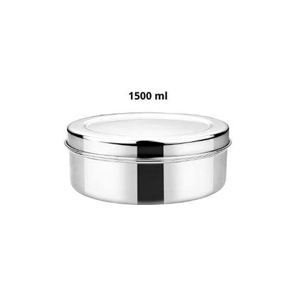 Vinod Stainless Steel Puri Dabba, Food Storage Container, Airtight Container – Capacity 1500 ml, Smokey Grey, Medium (VINODPURID1500ML)