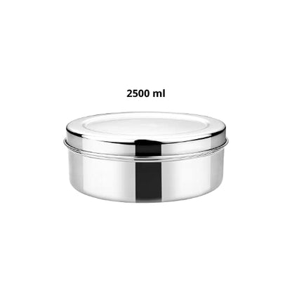 Vinod Stainless Steel Puri Dabba, Food Storage Container, Airtight Container – Capacity 2500 ml, Smokey Grey, Large (VINODPURID2500ML)