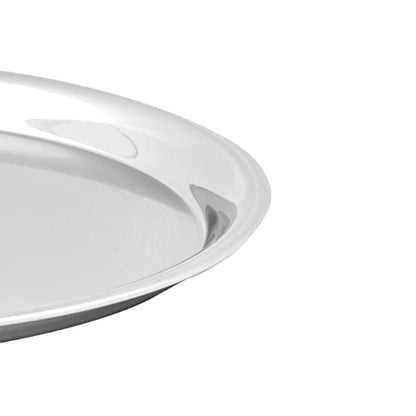 Vinod Stainless Steel Two Tone German Bogi Dish – Serving Dish/Salad Plate/Snack Plate, Set of 4 Pieces, Diameter 21.5 cm, Smokey Grey, Small