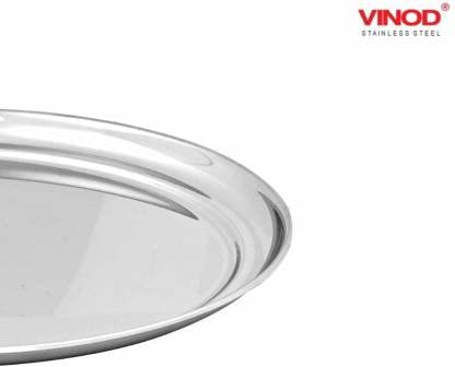 Vinod Stainless Steel Rajbhog Plate, Dinner Plate (Dia-28.5 cm, Pack of 2)