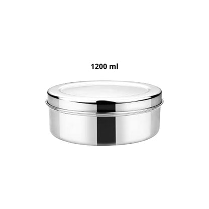 Vinod Stainless Steel Puri Dabba, Food Storage Container, Airtight Container – Capacity 1200 ml, Smokey Grey, Medium (VINODPURID1200ML)