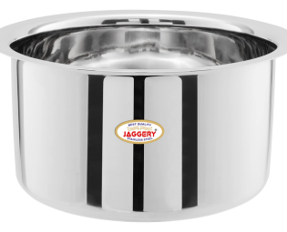 JAGGERY Brand- Stainless Steel Round Bottom Heavy Gauge Patila/Bhagona/Tapeli/Tope Capacity 5 Litre (Pack of 1)