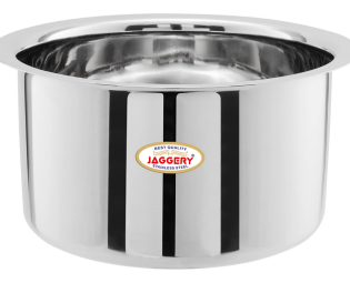 JAGGERY Brand- Stainless Steel Round Bottom Heavy Gauge Patila/Bhagona/Tapeli/Tope 3.5 LTR, 4.5 LTR, (Pack of 2)