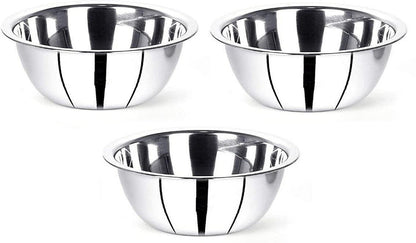 VINOD Steel Mixing and Serving Donga Stainless Steel Bowl -3 Pcs Set